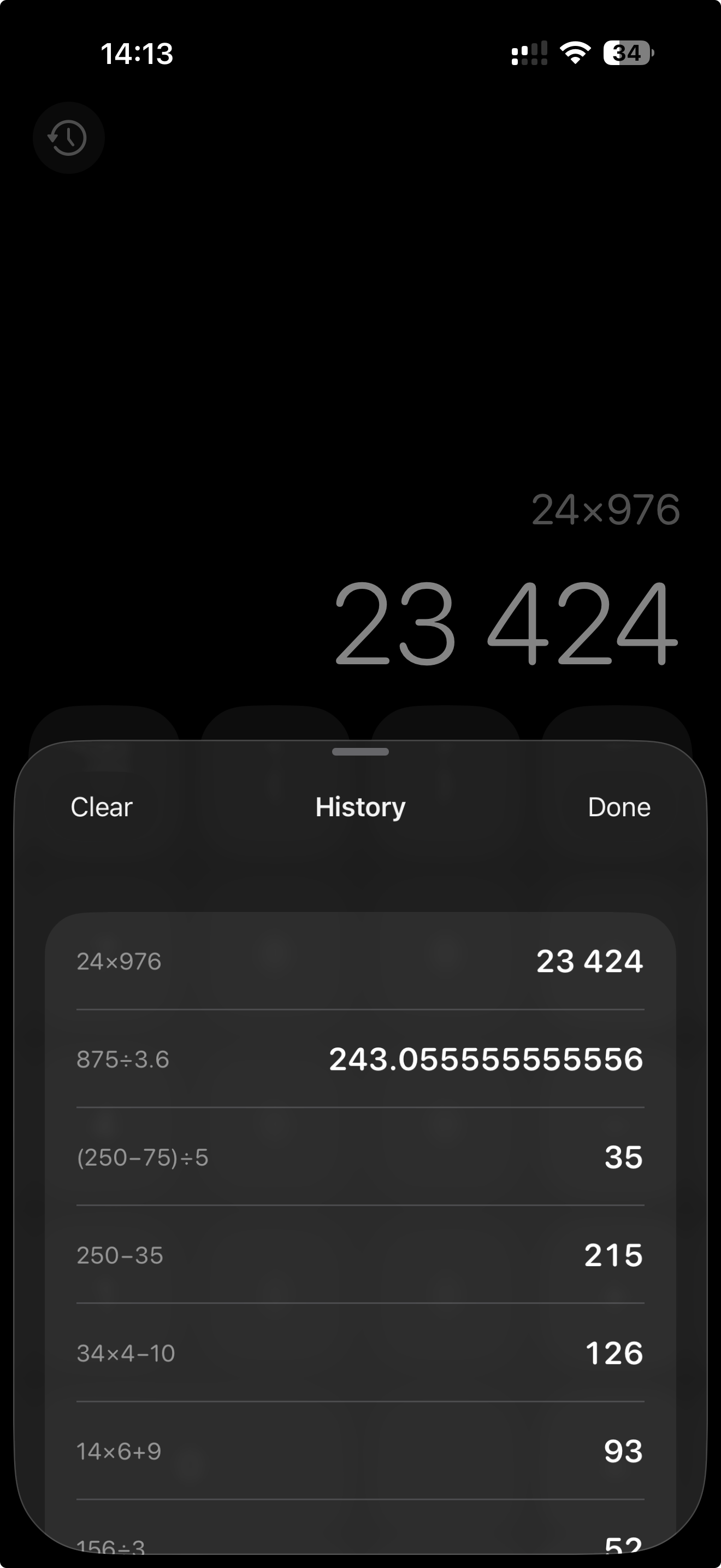 Calc - Minimalist history screen